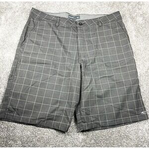 O'Neill Mens Flat Front Black Plaid 4-Pocket Bermuda Golf Short‎ - Size 38W